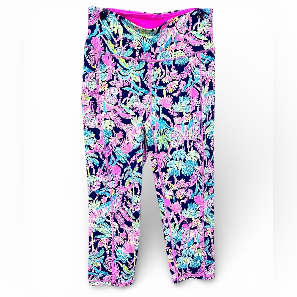 Lilly Pulitzer Luxletic High Rise Leggings Oyster Bay Navy Seen and Herd Size M